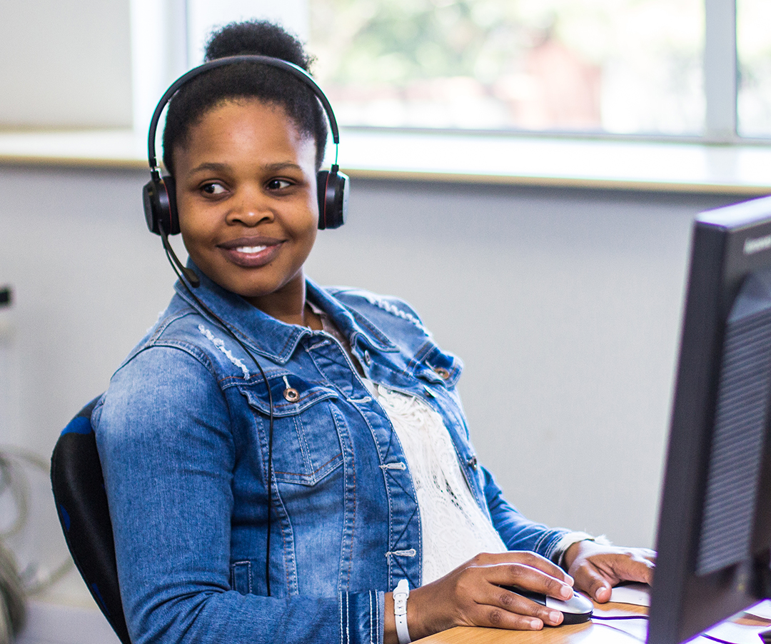 EduPower client services consultant taking enquiries at the Durban head office
